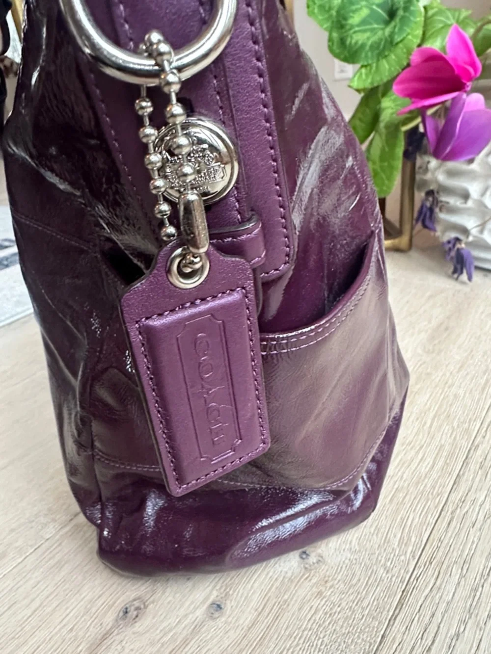 Coach Leather Shoulder Bag in Deep Plum - Picture 3 of 8